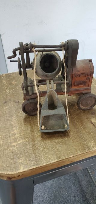 Antique Kenton Jaeger Xl Cast Iron Concrete Cement Mixer Toy