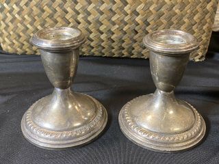 Vintage Empire Sterling Silver Candle Holders Cement Weighted