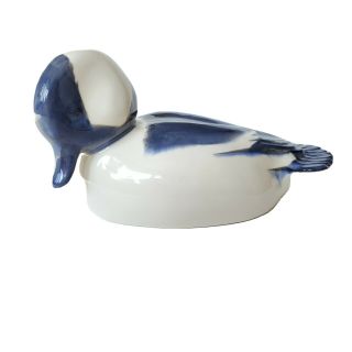 Vintage Porcelain Duck Blue And White Delft Style Signed