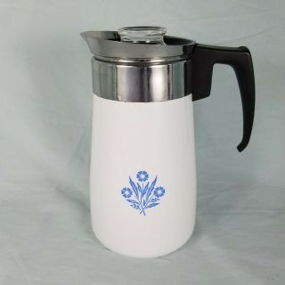 Vintage Corning Ware Blue Cornflower Stove Top Coffee Pot 9 Cup Percolator