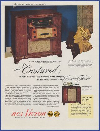 Vintage 1947 Rca Victrola Crestwood Golden Throat Radio Phonograph 40 