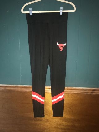 Vintage Nba Chicago Bulls Black Red White Yoga Athletic Leggings Size Medium