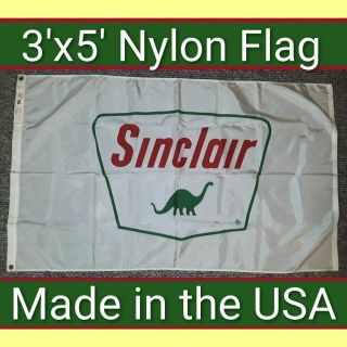 Vintage 3x5 Sinclair Nylon Flag Gas Gasoline Motor Oil Dinosaur Logo Banner Usa