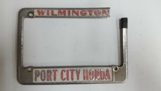 Vintage Motorcycle License Plate Frame Honda Port City.  Wilmington.  North Carolina