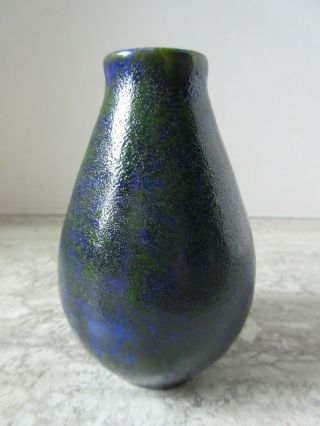 Old Vintage Mcm Mid Century Carstens West Germany Blue Green Pottery Vase 4 1/4 "