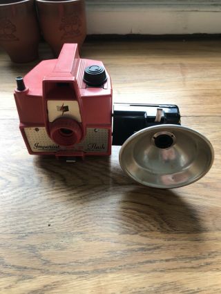Vintage - 1950s Imperial Mark Xii Camera Red W/original Flash Bulb Attachment