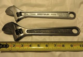 2 - Vintage Usa Crescent Tool Co Jamestown Ny 10 - Inch Adjustable Wrenches / Wrench