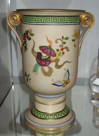 Glorious Antique Nippon Hand Painted Art Nouveau Vase With Gold Scroll Handles