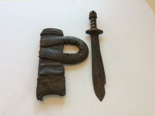 Unusual Old Antique African Sword With Scabbard Unknown Tribe