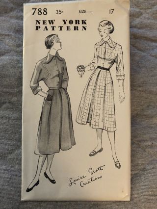 Ff Vintage 1950’s York Ladies Sewing Pattern 788.  Size 17