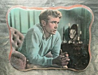 Vintage Laminated James Dean In Blue Sweater Picture On Plywood