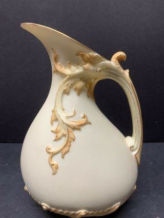 Antique 19th C.  Royal Worcester Porcelain Blush Ivory Pitcher 7 " In Tall