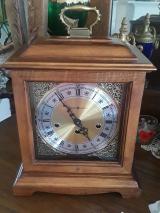At&t Antique Howard Miller Wind Up Mantle 2 Jewel Clock W/key Rare