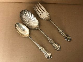 Joan Of Arc By International Sterling Silver Shell Berry Spoon Serving Fork Set