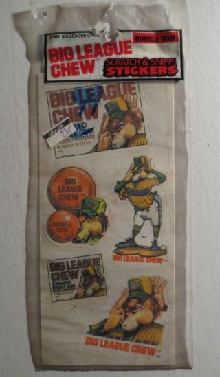 Vintage 1982 Big League Chew Scratch & Sniff Stickers Mip 2