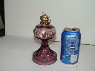 Estate Vintage Purple Glass Pedestal Miniature Oil Lamp W/ Burner