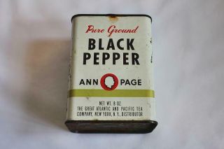 Vintage Ann Page Pure Ground Black Pepper Tin The Great Atlantic And Pacific Tea