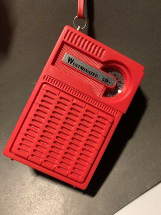 Vintage Portable Pocket Red Westminster Am Transistor Radio Good