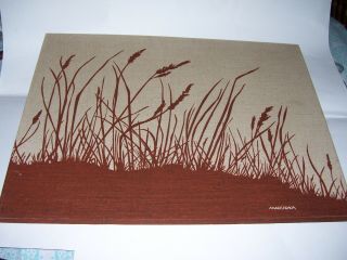 Vintage Marushka Textile Wheat Grass Print 18 X 24