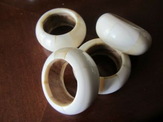 Set Of 4 Vintage Bone Napkin Rings,  Napkin Holders Bone Napkin Rings