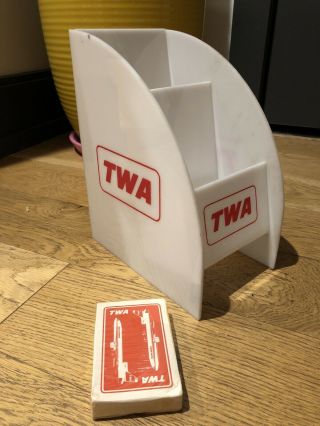 Twa Airlines Sign Vintage Display Plane Airport Brochure Cards Playing