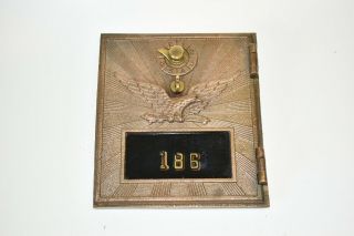 Vintage Brass American Eagle Us Post Office Mail Box Door 2 With Combination