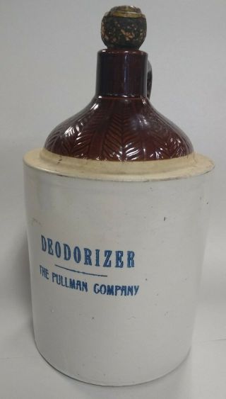 The Pullman Company Stoneware Crock Deodorizer W/top Railroad Advertising