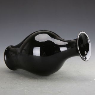 Rare Old Chinese Porcelain Monochrome Black Glaze Vase Marked YongZheng 2
