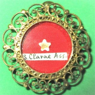 Antique First Class Relic Saint Clara Of Assisi (1194 - 1253).  800 Silver Theca