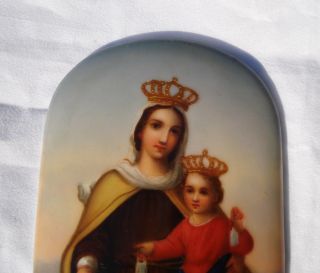 Antique - 19thc - KPM - style - hand - painted - porcelain - plaque - Religious - Virgin 2