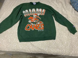Vintage Miami Hurricanes Crewneck Sweatshirt By The Game Size Large