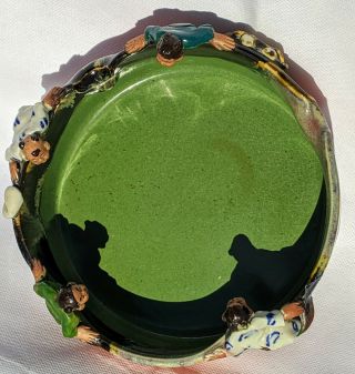 Antique Japanese Sumida Gawa Glazed Pottery Bowl,  Meiji Era,  Signed 2