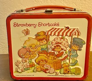 Vintage Strawberry Shortcake 1981 Tin Lunch Box With Thermos