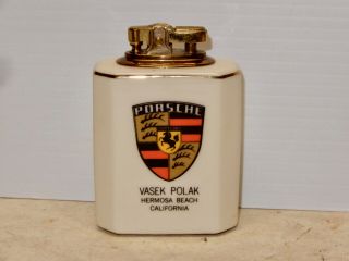 Vintage Porsche Dealer Table Lighter Vasek Polak Hermosa Beach Ca.  1st Us Dealer