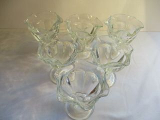 Vintage Set Of 6 4 " Tulip Clear Glass Sherbet/ice Cream Sundae Footed Dishes