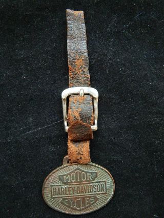 Early 20th Century Harley - Davidson Strap Pocket Watch Fob Schwaab Mwkee
