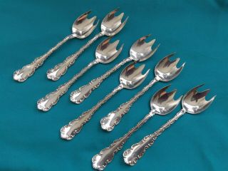 Birks Louis Xv Sterling Silver Rare Ice Cream Spoon Fork Set Of 8 - 5 "