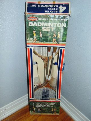 Vintage Pacesetter Deluxe Four Player Badminton Set In Orig.  Box No Net Or Poles