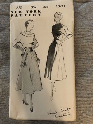 Ff Vintage 1950’s York Ladies Sewing Pattern 651.  Size 13 - 31