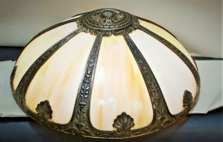 Antique Slag Glass Lamp Shade 8 Panel Large Victorian,  Arts & Crafts Nouveau