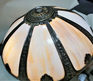 Antique Slag Glass Lamp Shade 8 Panel Large Victorian,  Arts & Crafts Nouveau 2