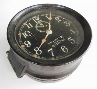 Seth Thomas Us Navy Mark 1 Deck Clock Bulkhead Mnt 21231,  6.  75 " Face,  Wwii 1942