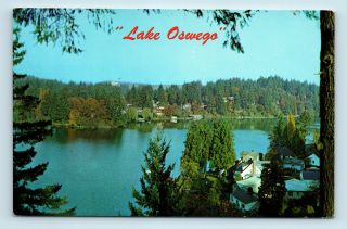 Lake Oswego,  Or - Vintage Aerial View With Houses - Roadside Postcard