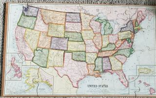 Antique Parker Bros 52 Piece 1915 Wood Puzzle Map Of Usa Complete Colors Bright