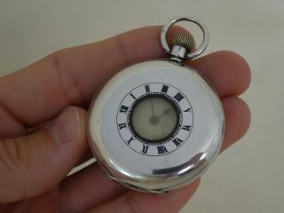 Antique Silver Omega Half Hunter Pocket Watch
