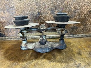 Vintage Cast Iron Detecto Store Scales W Weights Antique Trade Mercantile Scale