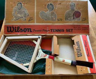 Vtg.  “wilson Famous Player Tennis Set”.  Racket,  Cover,  Press.  Jack Kramer.