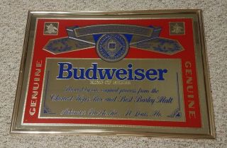 Vintage Budweiser Beer Anheuser Busch Mirror Picture Bar Sign 25”x19” Man Cave