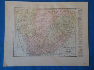 Vintage 1901 South Africa - Cape Colony Map Old Antique Atlas Map 21719