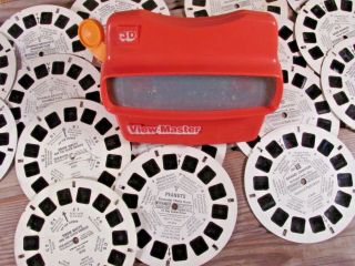 Vintage Red View Master 3d Tyco Toy Slide Viewer And 18 Reels Read More